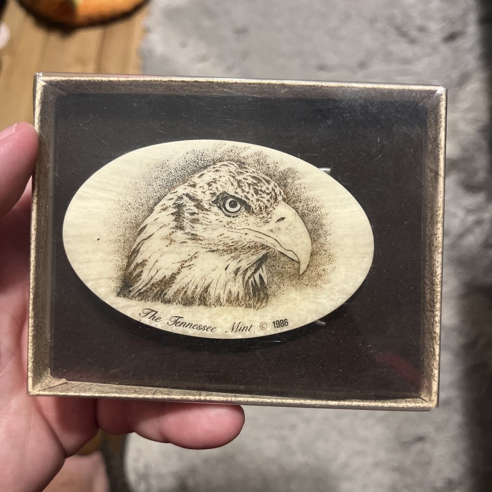 Vintage 1986 Tennessee Mint Carved Cameobelt Belt Buckle Eagle