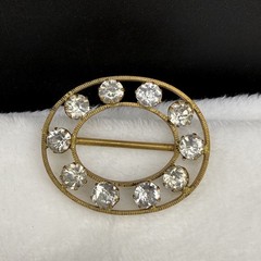 Vintage Paste Stone Buckle Rhinestone Gold Tone