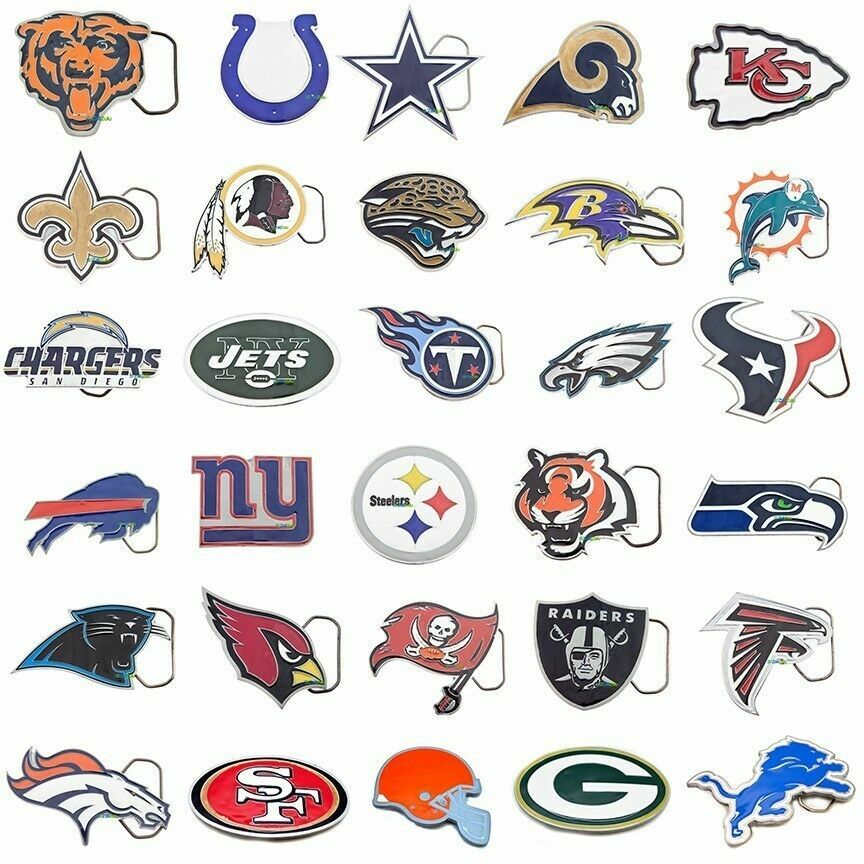 NFL Football Pewter Metal Belt Buckle – Officially Licensed Choose Team
