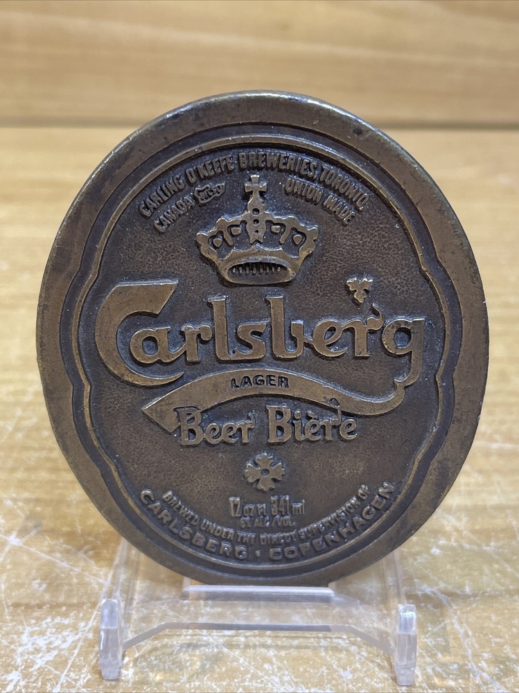 Vintage Carlsberg Beer Belt Buckle Bottle Opener Carling Canada 1978 Jimm Watson