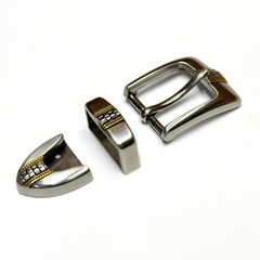 Three Piece Sterling Silver Plated Belt Buckle Set – Fits up to 1 1/8&Prime; Belts