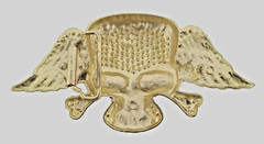 Skull Belt Buckle Crossbone Feather Skeleton Halloween Pirate Costume Bling Gold