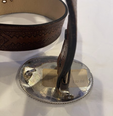 Montana Silversmith Letter F Belt Buckle w/ Leather Belt Size 48/120 Used
