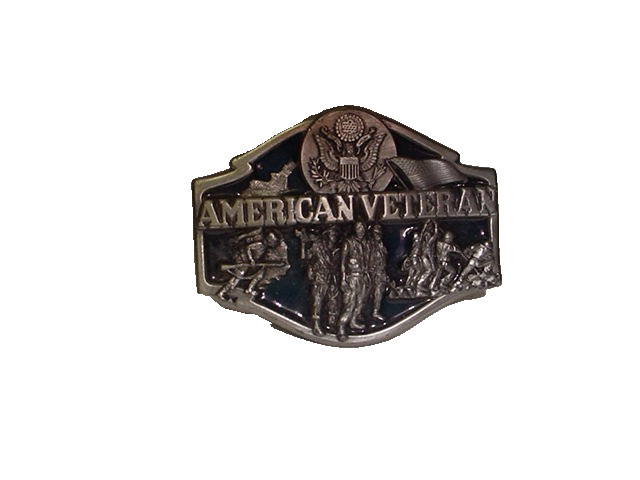 American Veteran Pewter Belt Buckle 1988 Made in USA by Siskiyou