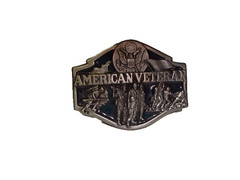 American Veteran Pewter Belt Buckle 1988 Made in USA by Siskiyou