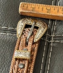 Justin Men’s Belt Crumrine Buckle Size 36 114 TN. Brown Top Grain Cowhide USA