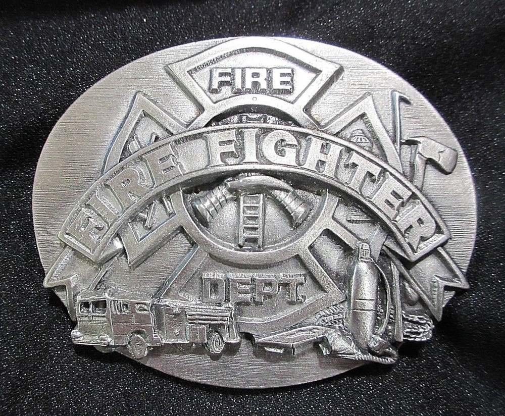 FIRE FIGHTER Belt Buckle Fire Dept. Siskiyou 1991 America&rsquo;s Heroes