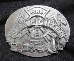 FIRE FIGHTER Belt Buckle Fire Dept. Siskiyou 1991 America&rsquo;s Heroes