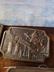 Banou Brown Builders Men&rsquo;s Western Bronze-Tone Rectangular Logo Belt Buckle