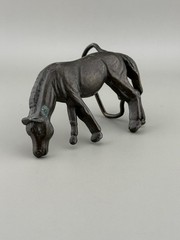 Sculptural Grazing Horse Belt Buckle Equestrian Bronze Tone