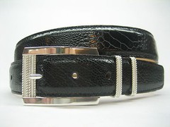 Sterling silver 925 buckle 2 loops w/Genuine Ostrich 30 mm belt shantpeter U.S.A