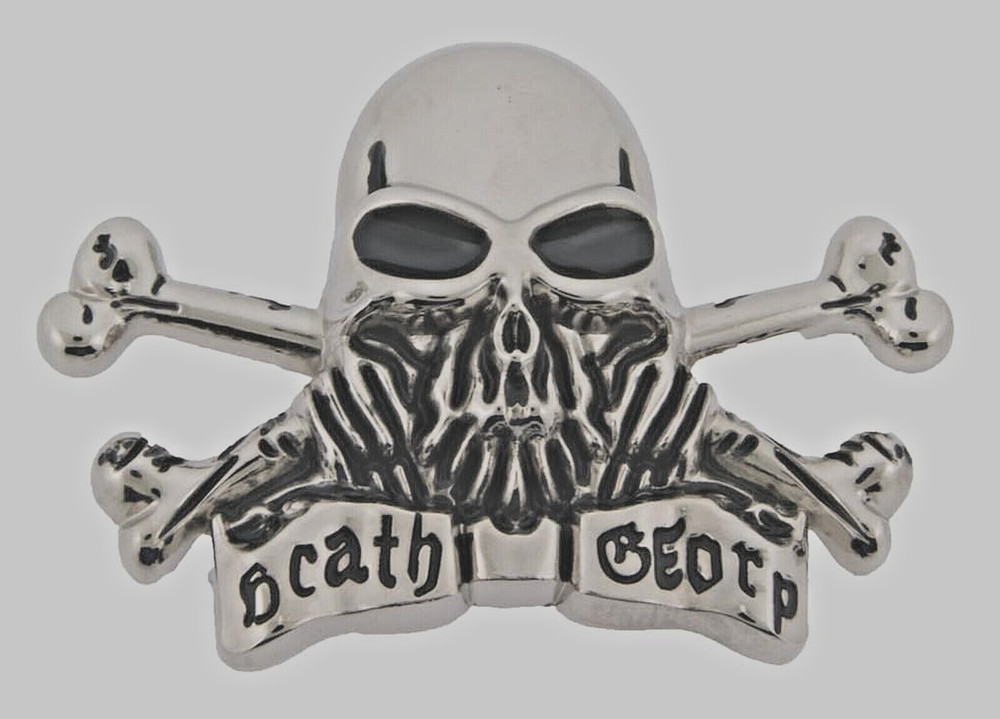 Skull Belt Buckle Silver Metal Skeleton Crossbones Pirate Sign Halloween Party
