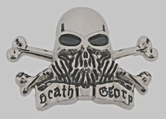 Skull Belt Buckle Silver Metal Skeleton Crossbones Pirate Sign Halloween Party