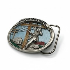 Vintage 1986 The Great American Buckle Co Linesman Pewter Belt Buckle 1809 Mens