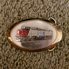 Oval Train Locomotive Enamel Metal Western Belt Buckle Fits 1.5in Belt