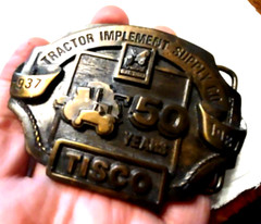 Tisco Tractor 50th Anniversary Belt Buckle VTG 1937-1987 Cast Brass Ltd Ed Farm