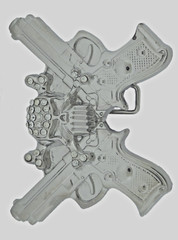 Skull Belt Buckles Gun Silver Metal Emblem Vintage Pirate Men Women BlingTattoo