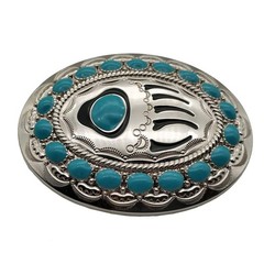 Xwest Native American Turquoise Bear Claw Belt Buckle 1.5inch,