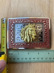 Western Buckle Gold Silver Red Horse Head Cowboy Buckle 2 » Hebilla Vaquero