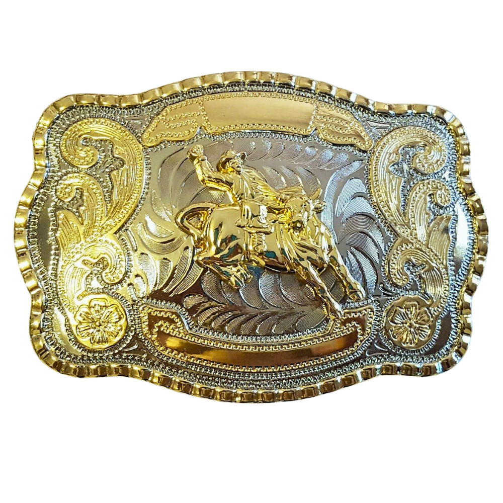 Stunning Western Bull Rider Belt Buckle – Large 5.5&Prime;x4&Prime; Alloy Metal Cowboy Rode