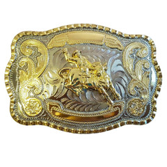 Stunning Western Bull Rider Belt Buckle – Large 5.5&Prime;x4&Prime; Alloy Metal Cowboy Rode