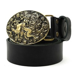 Leo belt buckle, Lion Horoscope Astrological Zodiac Sign solid brass buckle