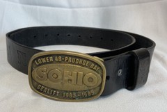 Sohio OIL Lower 48-Prudhoe Bay Sealift 1982-1985 Belt & Brass Buckle Made USA