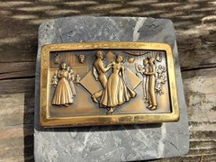vintage Copper? Belt Buckle western cowboy Square Dancing Hoedown