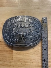 Hesston Rodeo Vintage Belt Buckle 1994 METAL Original Wrap Collector Patina GIFT