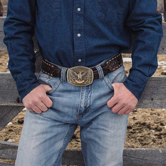 Western Cowboy Belt Buckle for Men Women- Longhorn Bull Head Cowboy Texas Rodeo