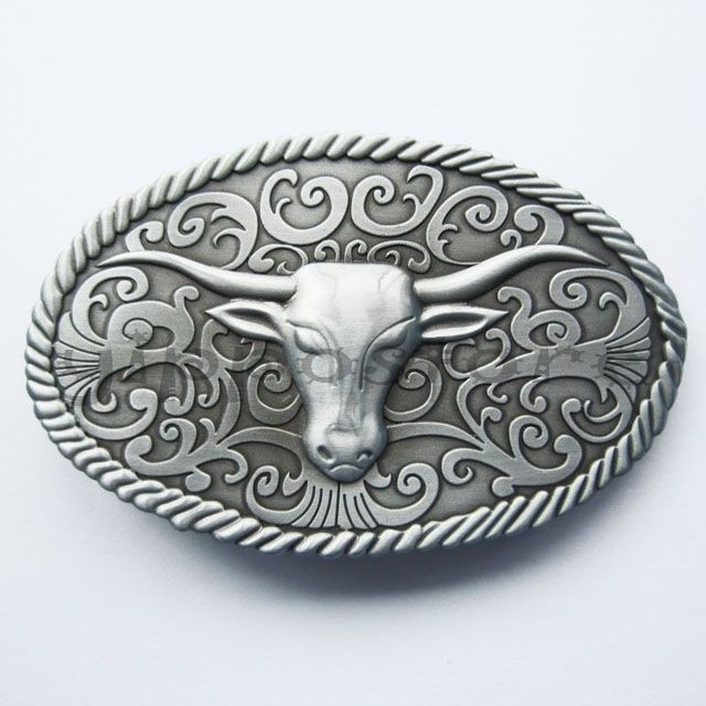 Longhorn Bull Western Metal Belt Buckle