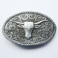 Longhorn Bull Western Metal Belt Buckle