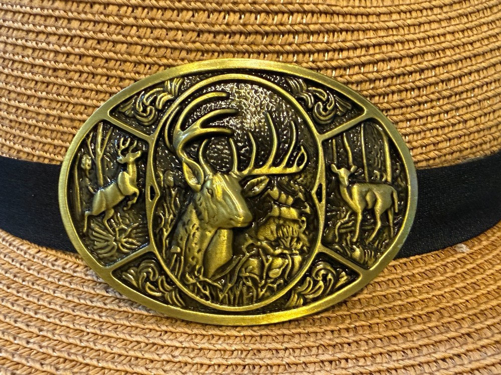 Antiqued Bronze Deer Heritage Attitude Belt Buckle