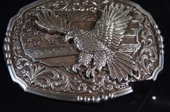 Nocona M&F Western Oval Rectangle Buckle American Flag Eagle 37944