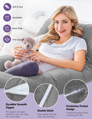 Pregnancy Pillow, U Shaped Pregnancy Body Pillow with Zipper Removable Cover (Gr