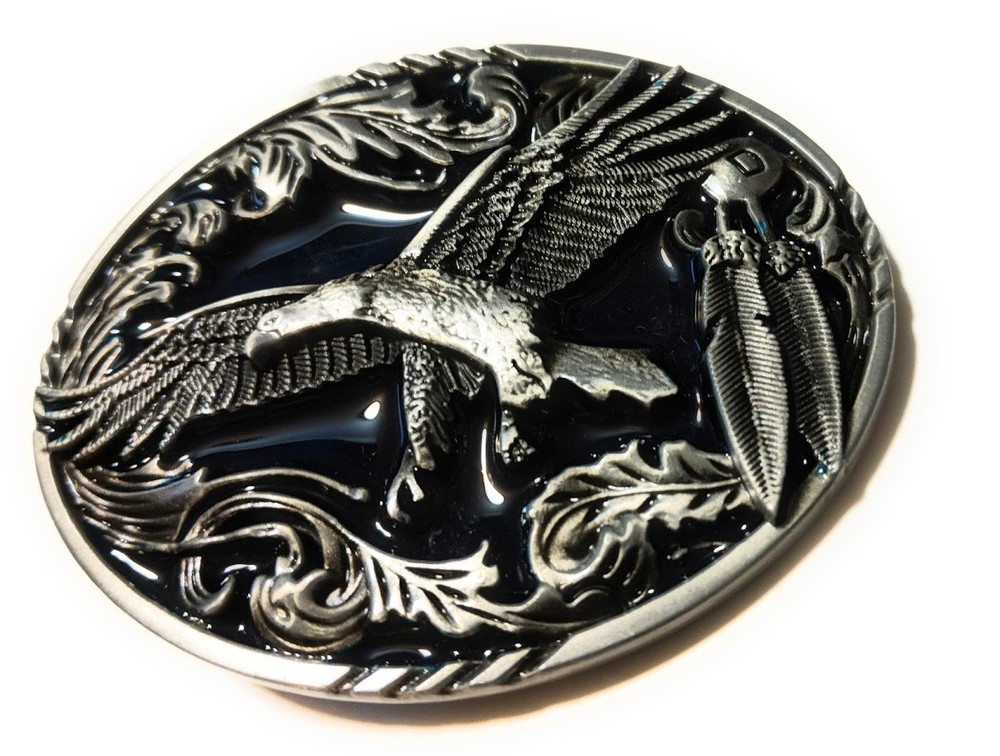 Classic Soaring EAGLE Antique Silver color BELT BUCKLE Full Metal Western USA