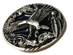 Classic Soaring EAGLE Antique Silver color BELT BUCKLE Full Metal Western USA