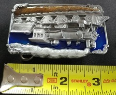 AMERICAN 4-4-0 TRAIN RAILROAD STEAM ENGINE BELT BUCKLE SISKIYOU MADE IN USA
