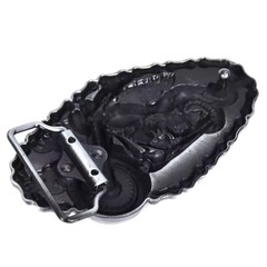 Western-Style Biker Buckle Motorcycle & Chain Design