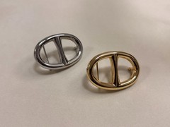 32mm Buckle Replacement Belt Buckle Oval Polished Gold/Silver H with Pouch