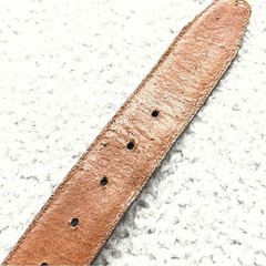 VTG Brighton Leather Belt Size M Brown Gold Buckle USA Made Chunky Double Keeper
