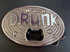 DRUNK NOS Funny Humor Novelty Belt Buckle with Bottle Opener