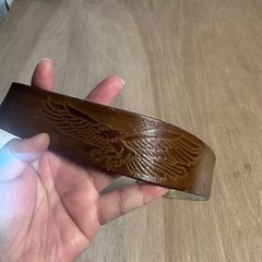 Harley Davidson Mens Leather Belt Eagle Embossed Silver Buckle Size 36 Brown