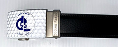 Golf Belt Buckle & Leather Belt Removable Magnetic Ball Marker Ratchet Dog Leg