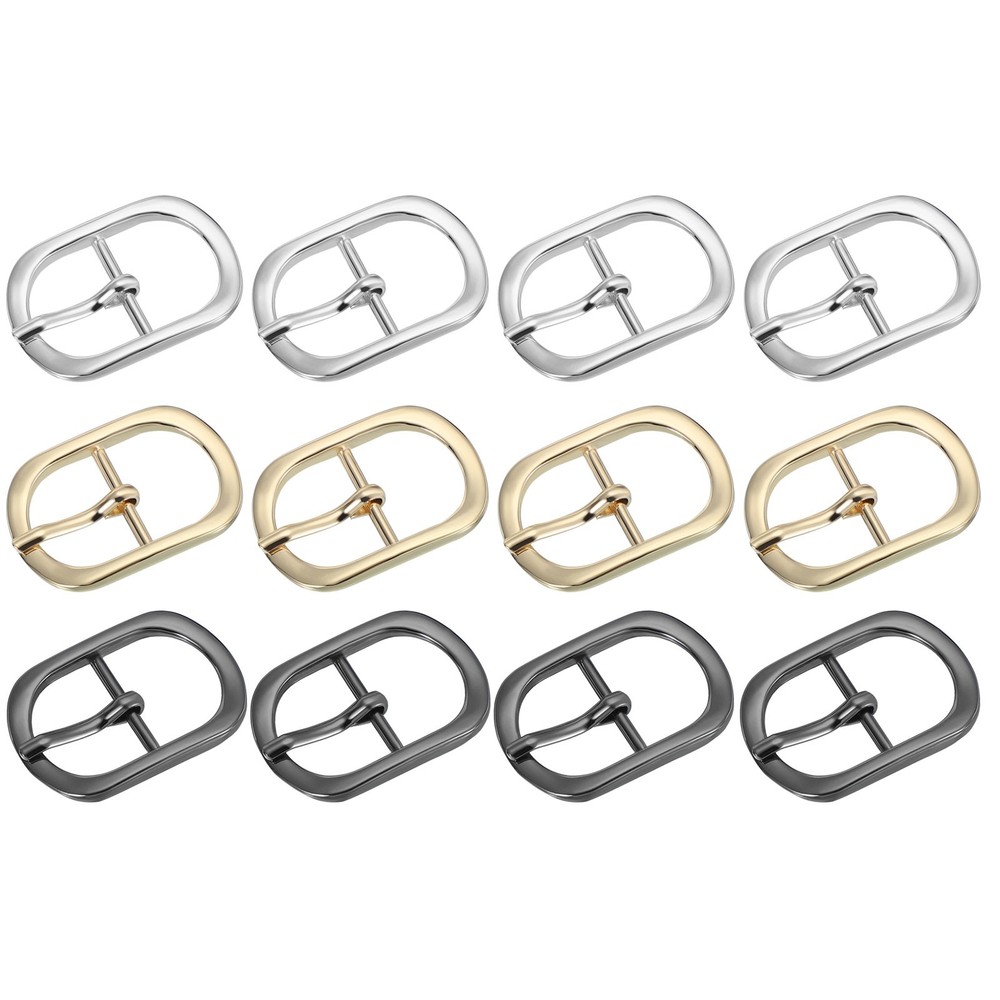 12Pcs 1&Prime; Single Prong Metal Roller Pin Belt Buckles Black/Silver/Light Gold
