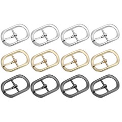 12Pcs 1&Prime; Single Prong Metal Roller Pin Belt Buckles Black/Silver/Light Gold