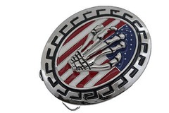 Men Women Silver Belt Buckle Skull Hand USA Flag United States America Rocker
