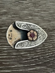 Clint Orms 14k Gold + Ruby belt buckle Set