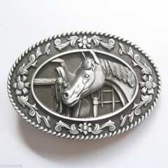 Western Horse and Saddle Cowboy Rodeo Metal Belt Buckle