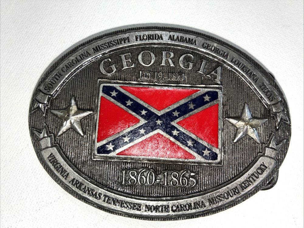 Georgia Oval Belt Buckle 2003 Brass Pewter Made in USA